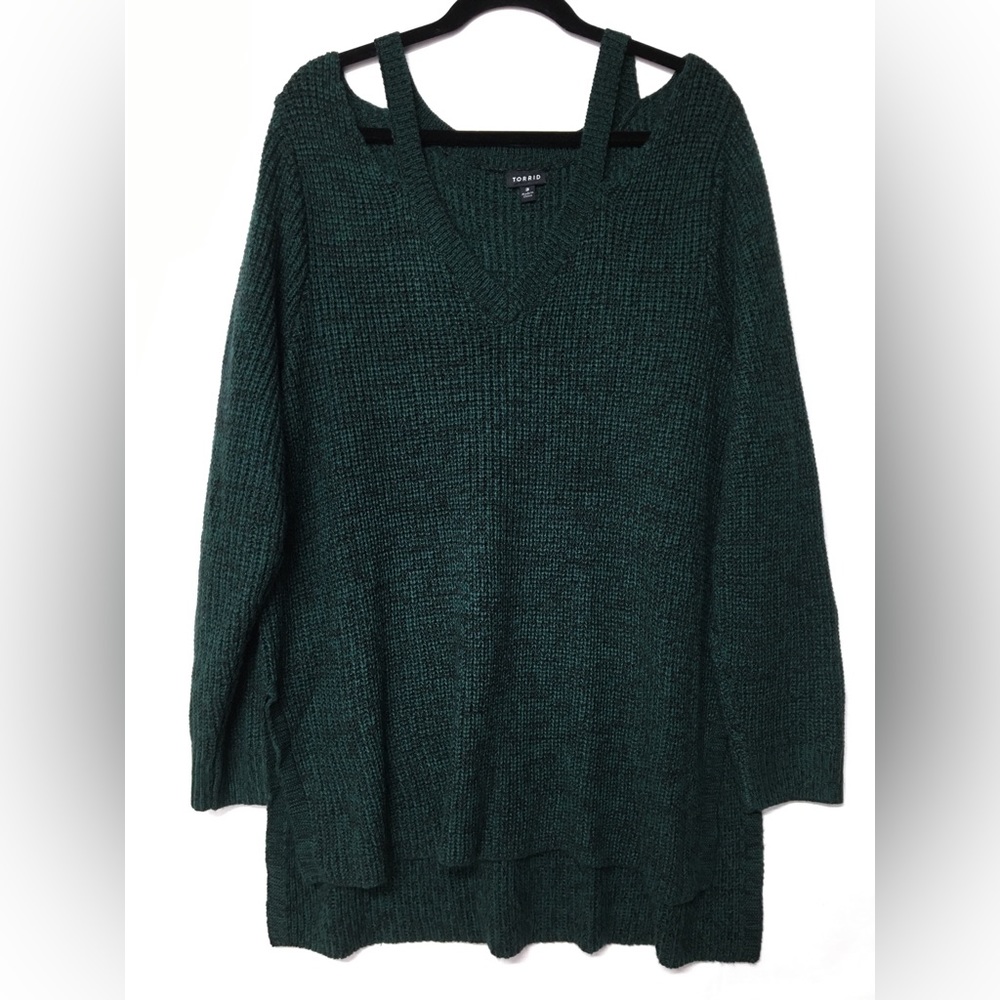 Torrid Marled Pullover Split Neck V Neck Knit Swe… - image 2